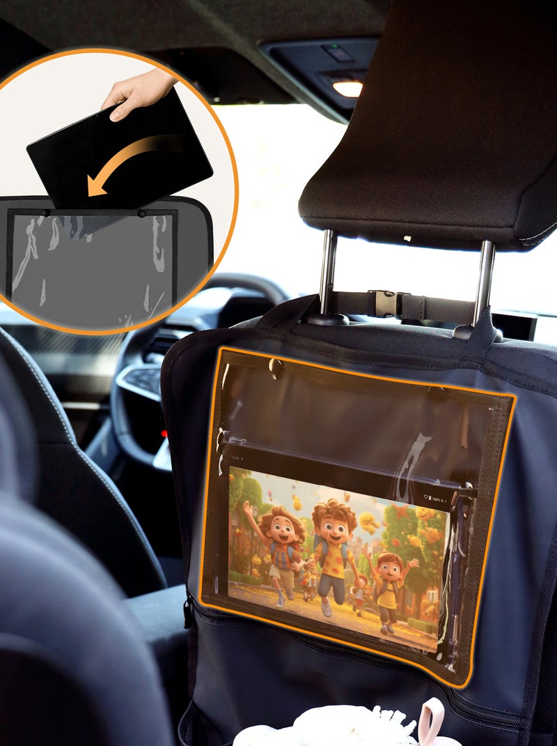 Organisateur de siège auto 2en1 LIONELO - Poche transparente - 5 poches de tailles différentes Gris - Kiabi