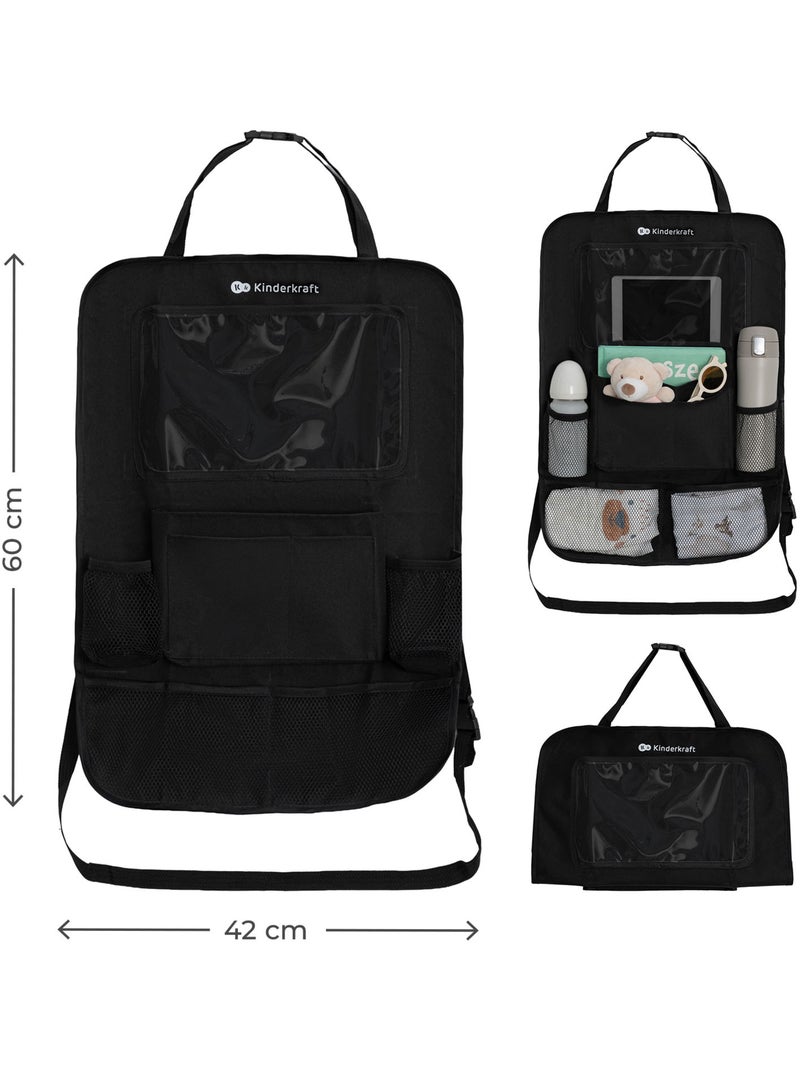 Organisateur de voiture Kinderkraft 2-en-1 avec 8 poches, poche tablette et taille universelle Noir - Kiabi