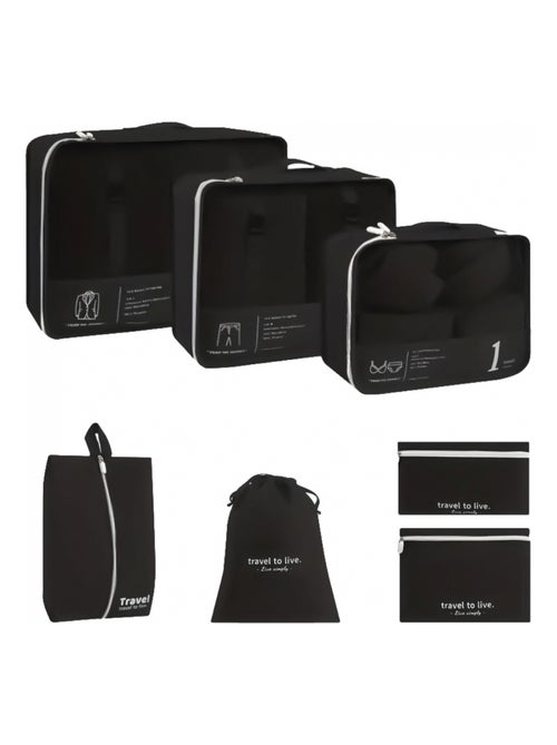 Organisateur de voyage, rangement valise 7 pièces - Vivezen - Kiabi