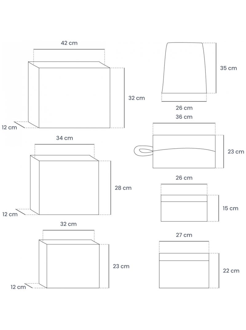 Organisateur de voyage, rangement valise 7 pièces - Vivezen Noir - Kiabi