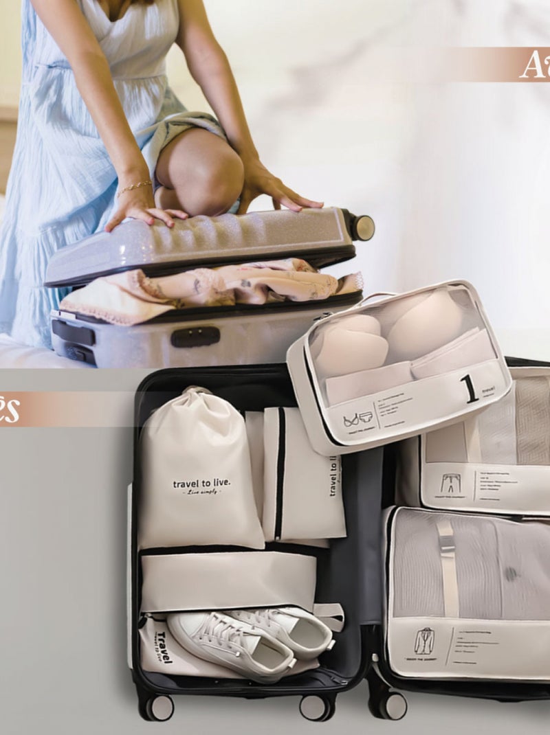 Organisateur de voyage, rangement valise 7 pièces - Vivezen Noir - Kiabi