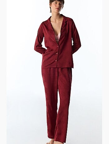 Orquidea ensemble de pyjama en satin fleuri, chemise et pantalon, manches longues penti