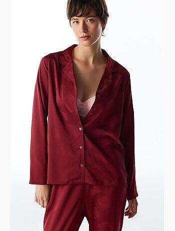 Orquidea ensemble de pyjama en satin fleuri, chemise et pantalon, manches longues penti