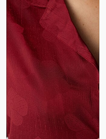 Orquidea ensemble de pyjama en satin fleuri, chemise et pantalon, manches longues penti