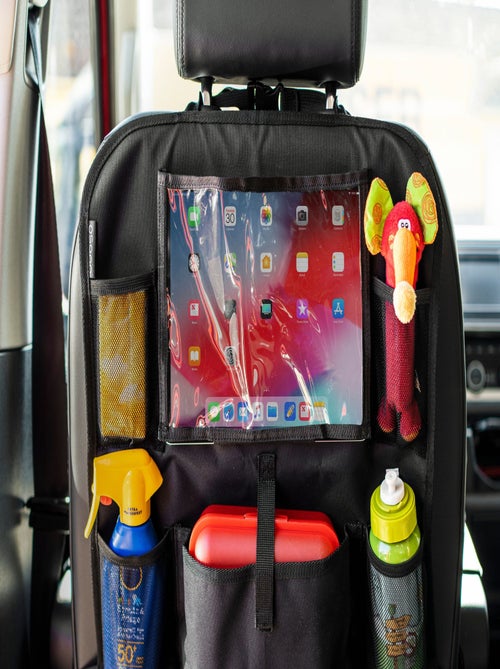 Osann - organisateur voiture bébé avec compartiment tablette / protège siège auto universelle - noir - Kiabi