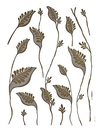 Osiris, Sticker mural grandes fleurs sur branches couleurs marrons et gris - 50x70 cm