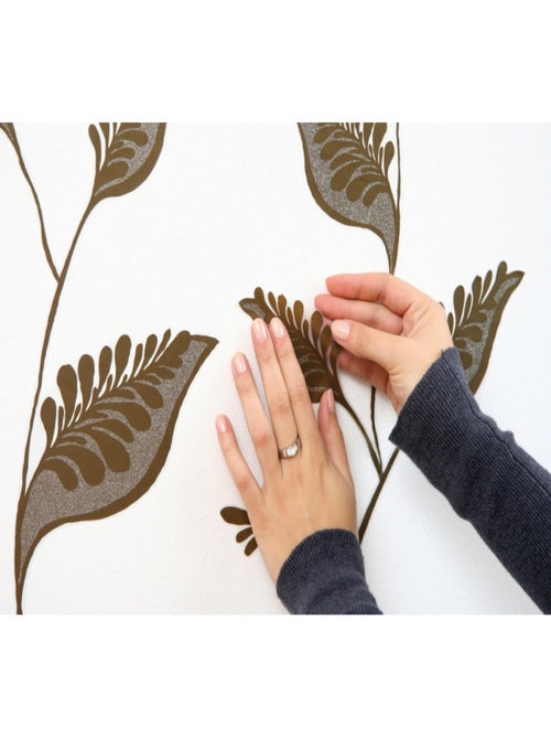 Osiris, Sticker mural grandes fleurs sur branches couleurs marrons et gris - 50x70 cm - Kiabi