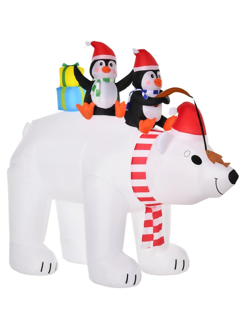 Ours polaire gonflable LED de Noël avec pingouins Blanc Blanc - Kiabi
