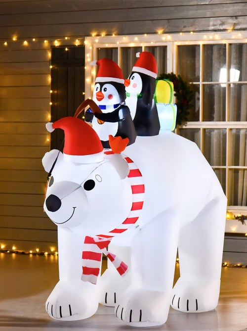 Ours polaire gonflable LED de Noël avec pingouins - Kiabi