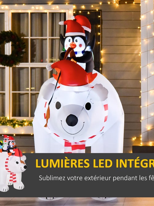 Ours polaire gonflable LED de Noël avec pingouins - Kiabi