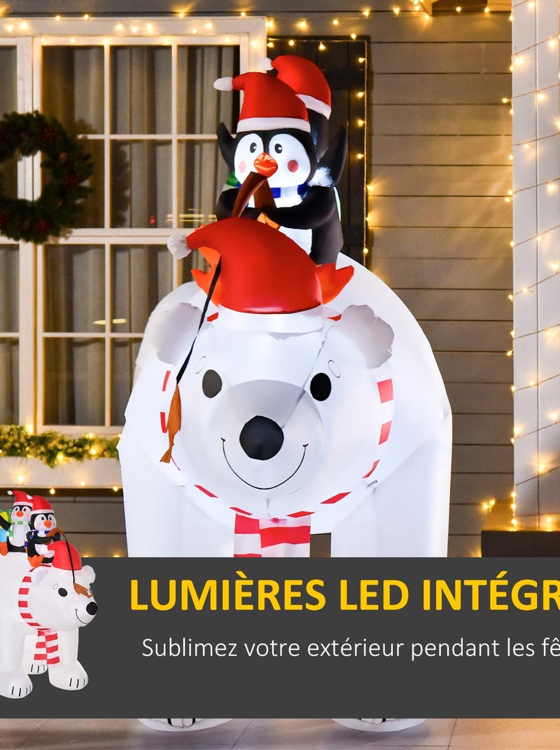 Ours polaire gonflable LED de Noël avec pingouins Blanc Blanc - Kiabi