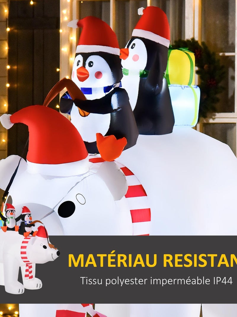 Ours polaire gonflable LED de Noël avec pingouins Blanc Blanc - Kiabi