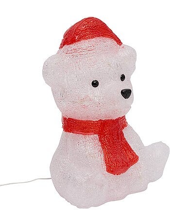 Ourson lumineux d'extérieur clignotant 25 led h. 27 cm solaire