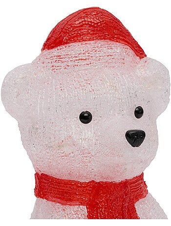 Ourson lumineux d'extérieur clignotant 25 led h. 27 cm solaire