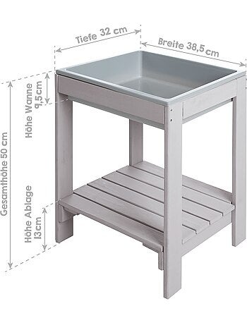 Outdoor+ table de jeu 'Tiny' - Résistant aux intempéries - Table à eau et sable - Gris