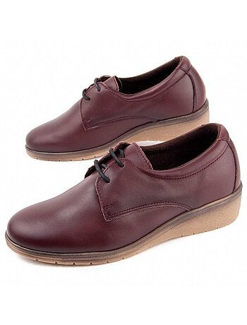 OXFORD WEDGE CUIR NATUREL BORDEAUX