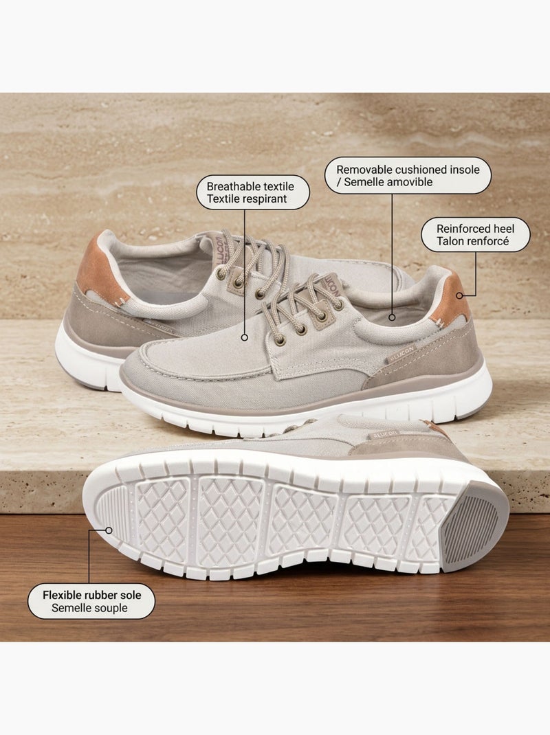 OZABI Basket homme confort semelle souple style bateau Beige - Kiabi