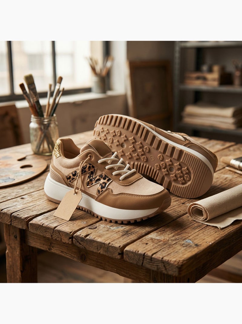 OZABI Baskets Runner Femme Mesh Logo W 4 Coloris Taupe - Kiabi