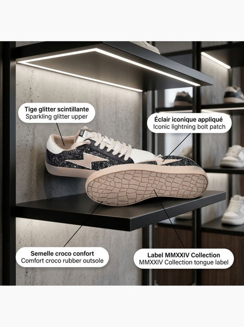 OZABI Baskets Sneakers Glitter Femme Éclair Plateforme MMXXIV - Kiabi OZABI Baskets Sneakers Glitter Femme Éclair Plateforme MMXXIV - Kiabi