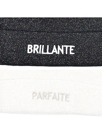 Ozabi bonnets femme fil lurex pailleté message brodé - pack de 2 (lot)