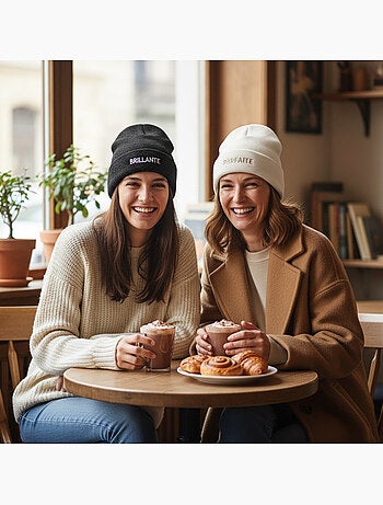 Ozabi bonnets femme fil lurex pailleté message brodé - pack de 2 (lot)