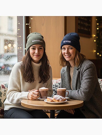 Ozabi bonnets femme fil lurex pailleté message brodé - pack de 2 (lot)