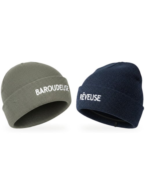 Ozabi bonnets femme fil lurex pailleté message brodé - pack de 2 (lot) - Kiabi Ozabi bonnets femme fil lurex pailleté message brodé - pack de 2 (lot) - Kiabi