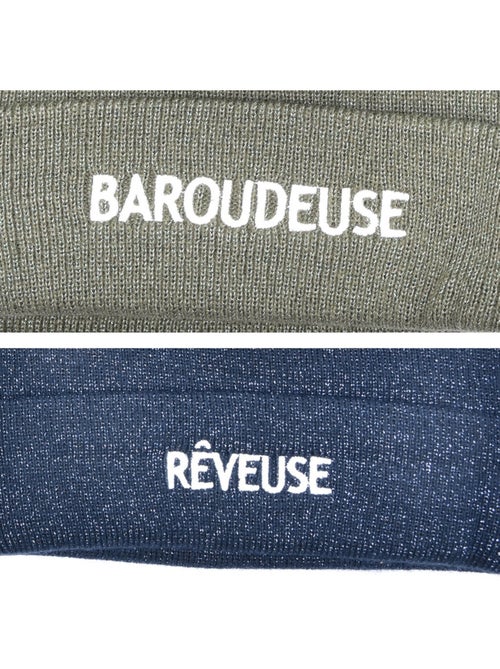 Ozabi bonnets femme fil lurex pailleté message brodé - pack de 2 (lot) - Kiabi Ozabi bonnets femme fil lurex pailleté message brodé - pack de 2 (lot) - Kiabi
