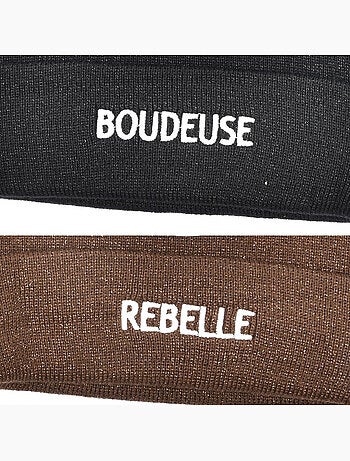 Ozabi bonnets femme fil lurex pailleté message brodé - pack de 2 (lot)