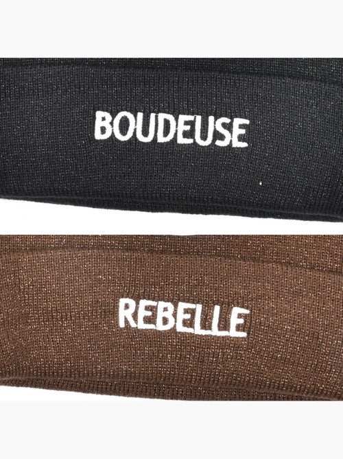 Ozabi bonnets femme fil lurex pailleté message brodé - pack de 2 (lot) - Kiabi Ozabi bonnets femme fil lurex pailleté message brodé - pack de 2 (lot) - Kiabi