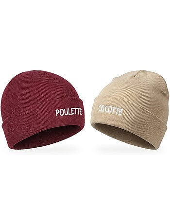 Ozabi bonnets femme fil lurex pailleté message brodé - pack de 2 (lot)