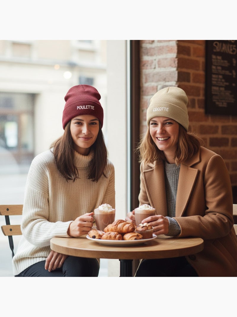 Ozabi bonnets femme fil lurex pailleté message brodé - pack de 2 (lot) Rouge bordeaux - Kiabi