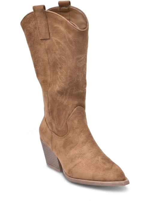 OZABI Bottes Santiag Femme Haute Tige Suédine Talon Bloc 6 cm Bout Pointu - Kiabi OZABI Bottes Santiag Femme Haute Tige Suédine Talon Bloc 6 cm Bout Pointu - Kiabi