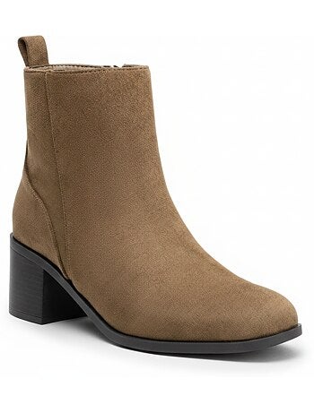 Ozabi bottines femme suédine zippée talon bloc 5 cm bout arrondi