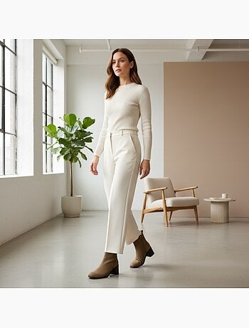 Ozabi bottines femme suédine zippée talon bloc 5 cm bout arrondi