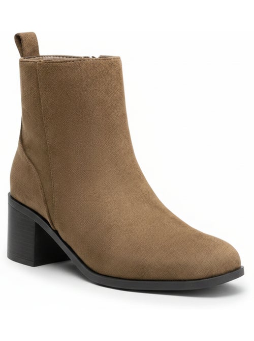 Ozabi bottines femme suédine zippée talon bloc 5 cm bout arrondi - Kiabi Ozabi bottines femme suédine zippée talon bloc 5 cm bout arrondi - Kiabi