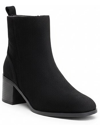 Ozabi bottines femme suédine zippée talon bloc 5 cm bout arrondi