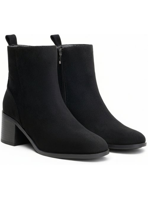 Ozabi bottines femme suédine zippée talon bloc 5 cm bout arrondi - Kiabi Ozabi bottines femme suédine zippée talon bloc 5 cm bout arrondi - Kiabi