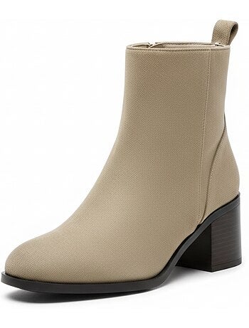 Ozabi bottines femme suédine zippée talon bloc 5 cm bout arrondi