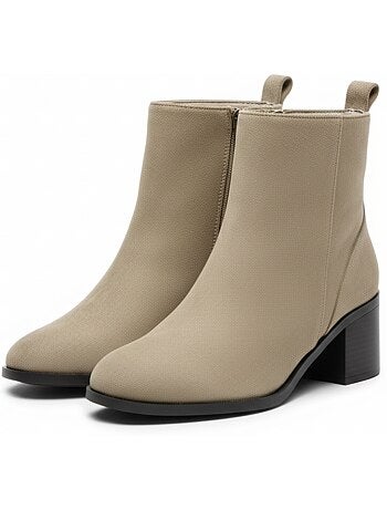 Ozabi bottines femme suédine zippée talon bloc 5 cm bout arrondi