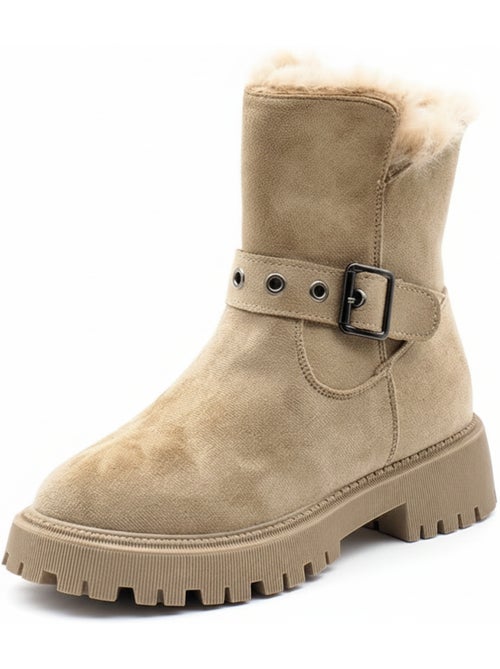 Ozabi bottines fourrées femme suédine zip et sangle semelle crantée - Kiabi