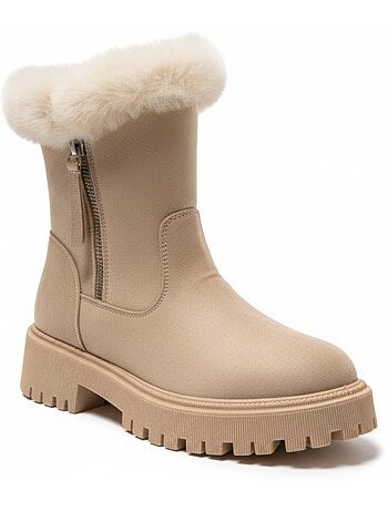 Ozabi bottines fourrées femme suédine zippée semelle crantée