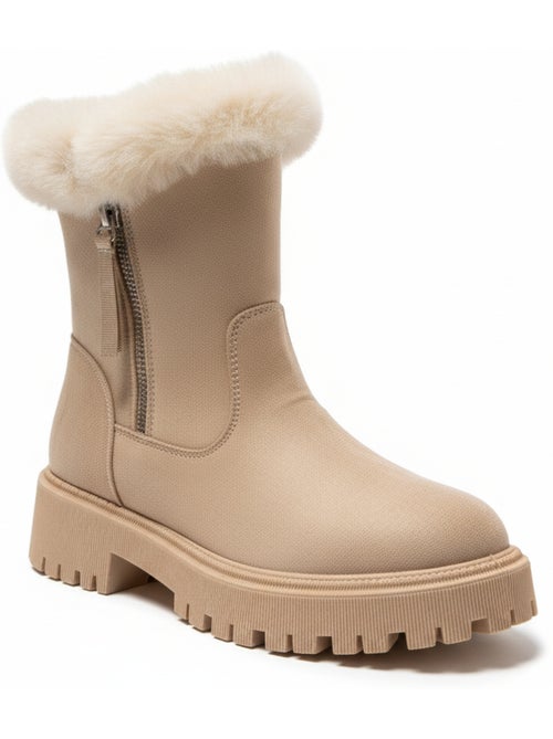 Ozabi bottines fourrées femme suédine zippée semelle crantée - Kiabi Ozabi bottines fourrées femme suédine zippée semelle crantée - Kiabi