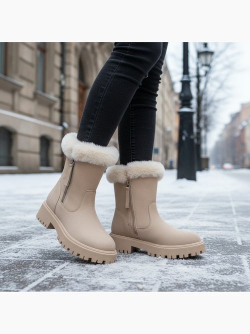 Ozabi bottines fourrées femme suédine zippée semelle crantée - Kiabi Ozabi bottines fourrées femme suédine zippée semelle crantée - Kiabi