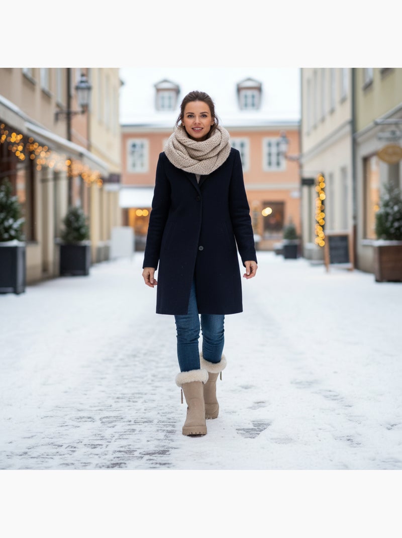 Ozabi bottines fourrées femme suédine zippée semelle crantée Beige - Kiabi