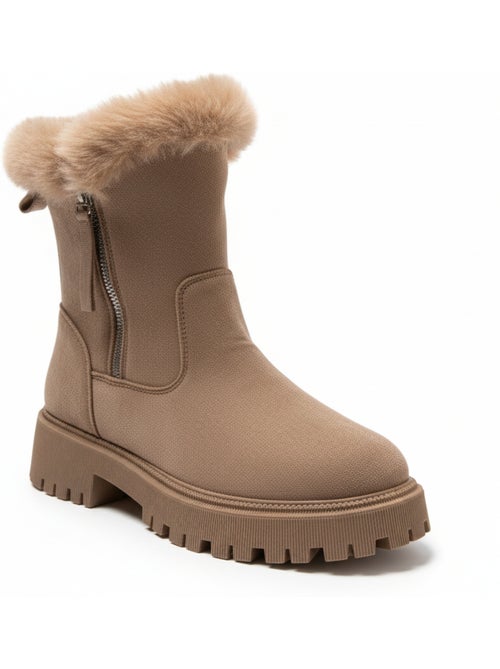 Ozabi bottines fourrées femme suédine zippée semelle crantée - Kiabi Ozabi bottines fourrées femme suédine zippée semelle crantée - Kiabi