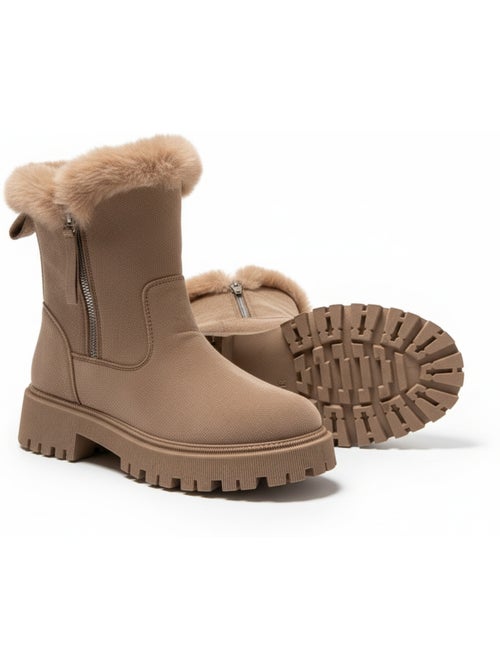 Ozabi bottines fourrées femme suédine zippée semelle crantée - Kiabi Ozabi bottines fourrées femme suédine zippée semelle crantée - Kiabi