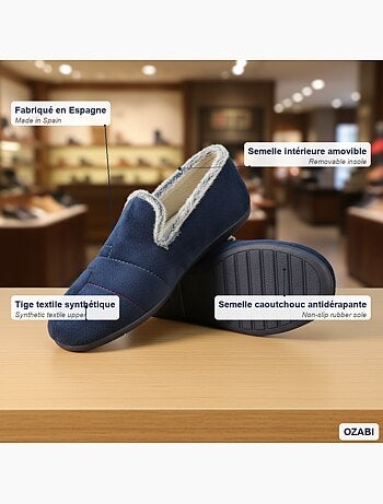 Ozabi charentaises fantaisie homme fabriquées en espagne, semelle amovible