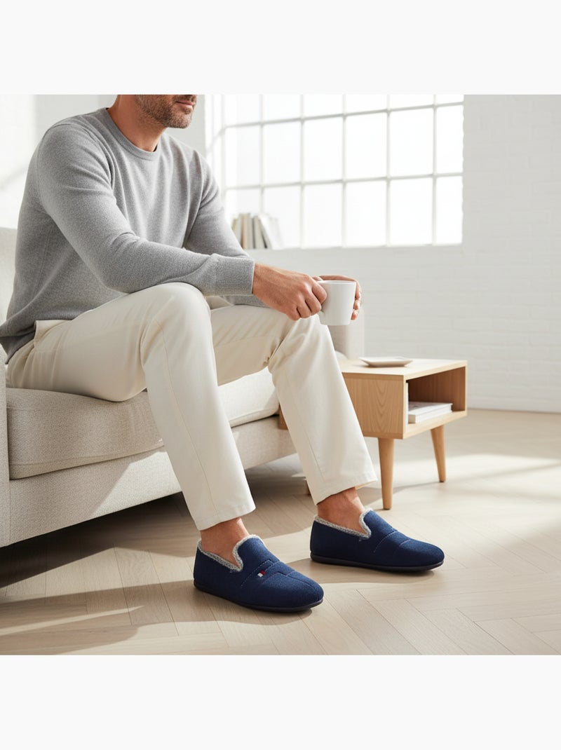 Ozabi charentaises fantaisie homme fabriquées en espagne, semelle amovible Bleu marine - Kiabi