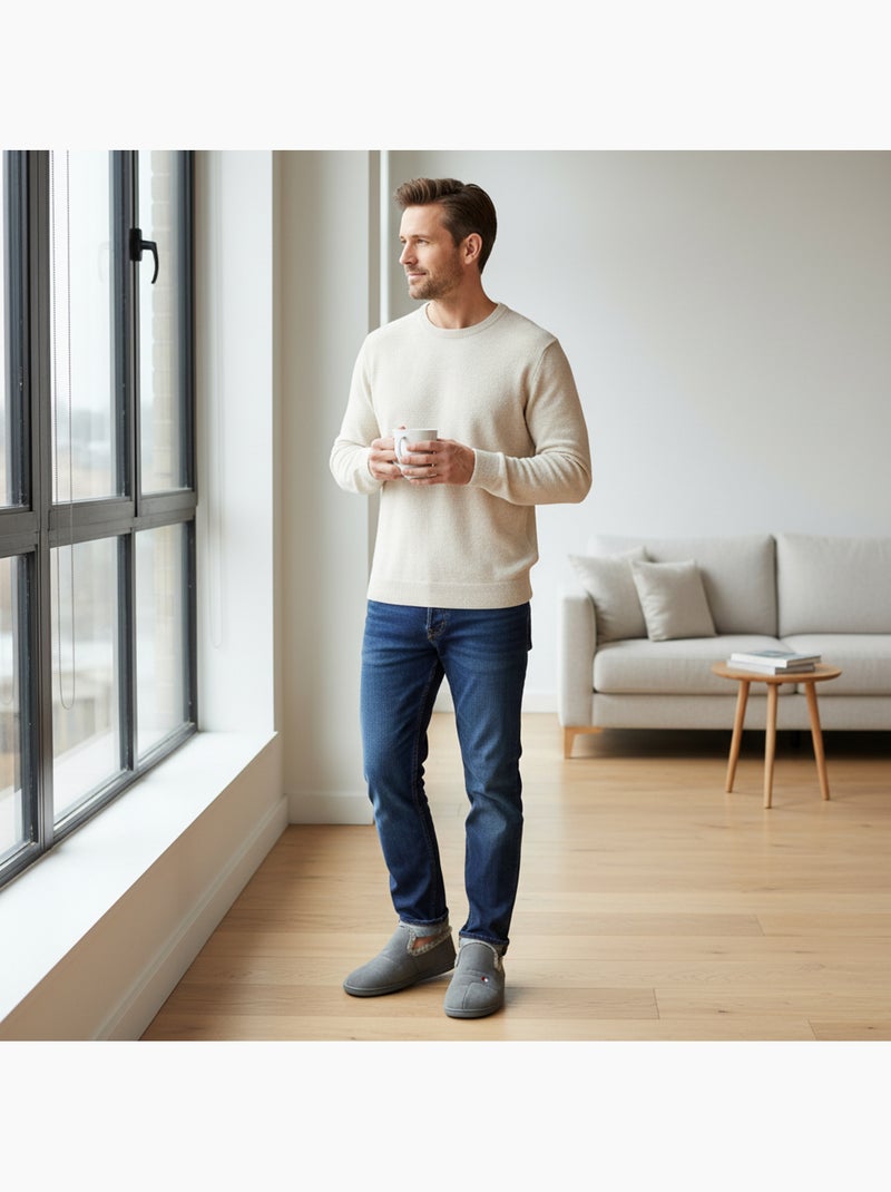 Ozabi charentaises fantaisie homme fabriquées en espagne, semelle amovible Gris - Kiabi